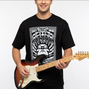 Fender High Voltage Spirit Of Rock And Roll Men's Black Graphic Tee Size XXL